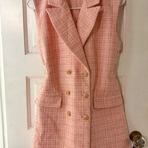 Taylor Tillman Pink Tweed Sleeveless Blazer Dress